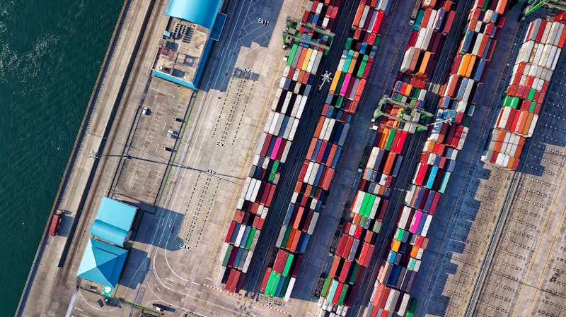 Shipping containers at port for export